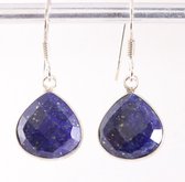 Fijne druppelvormige zilveren oorbellen met lapis lazuli