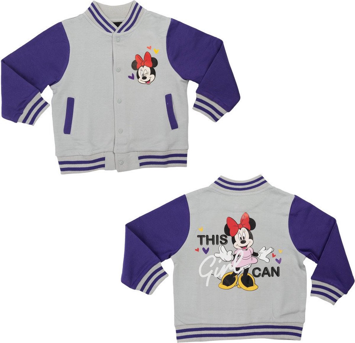 Disney Minnie Mouse Vest - CollegeJacket - Grijs/Paars - Katoen - Maat 98/104