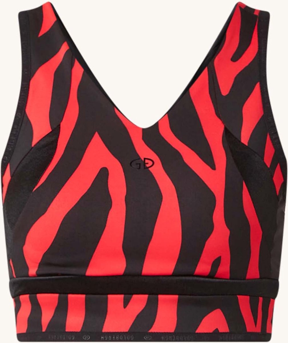 Goldbergh Talia sport bh met medium support en zebraprint - Rood/Zwart - Maat S