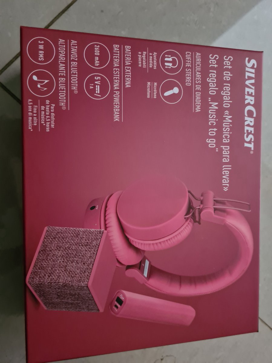 Silvercrest geschenkset Koptelefoon, powerbank, Bluetooth speaker Roze