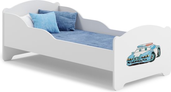 Lido peuterbed met Hello kids print en lade 80x160 wit