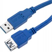 TECHly USB-kabel USB 3.2 Gen1 (USB 3.0 / USB 3.1 Gen1) USB-A stekker, USB-A bus 50.00 cm Blauw Vergulde steekcontacten