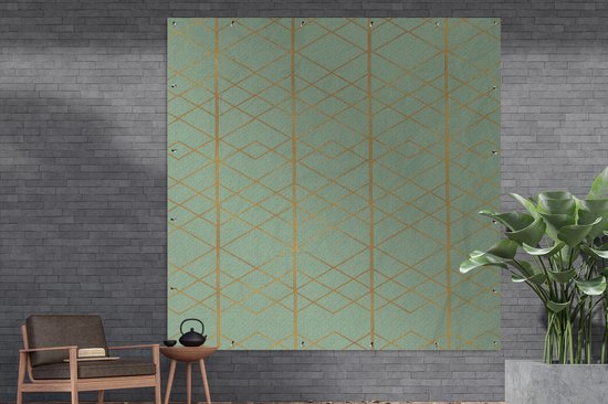 Poster Jardin Or - Ligne - Motifs - 200x200 cm - Toile jardin - Poster extérieur