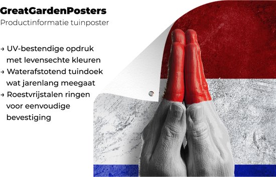 Affiche de jardin à deux mains du drapeau néerlandais 60x80 cm - Toile de jardin / Toile d'extérieur / Peintures pour l'extérieur (décoration de jardin)