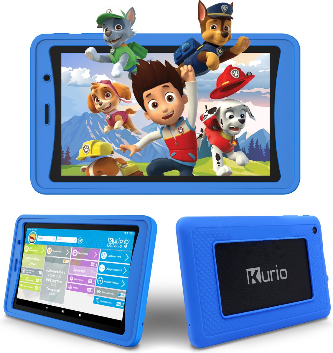 Kurio Tab Ultra 2 – Veilige Kindertablet – Ouderlijk toezicht - 100% Kids Proof – Paw Patrol - 7 inch – 32 GB – Android 10 GO - Blauw - Kurio