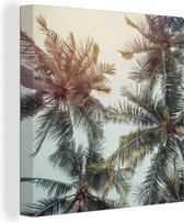 Canvas Schilderij Palmboom - Zomer - Tropisch - 50x50 cm - Wanddecoratie