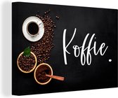 Canvas Schilderij Spreuken - Koffie - Quotes - 60x40 cm - Wanddecoratie