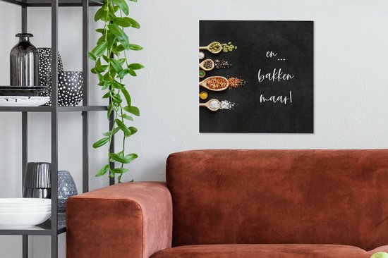 Tableau sur toile Et... c'est parti ! - Cuisine - Proverbes - Citations - Herbes - 50x50 cm - Décoration murale