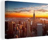 Canvas Schilderij Skyline - New York - Zon - 120x80 cm - Wanddecoratie