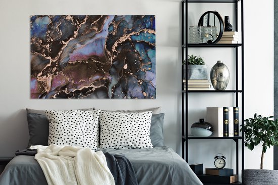 Toile Peinture Marbre - Goud - Rosé - 140x90 cm - Décoration murale