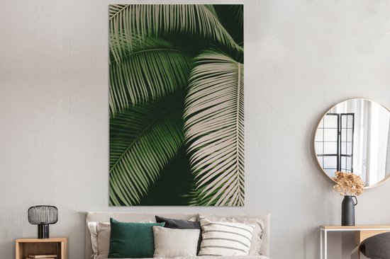 Tableau sur toile Feuilles de palmier - Été - Tropical - 120x180 cm - Décoration murale XXL