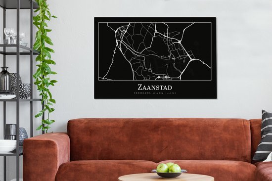 Tableau sur toile Plan d'étage - Carte - Zaanstad - Plan de la ville - 140x90 cm - Décoration murale
