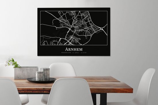 Canvas Schilderij Stadskaart - Arnhem - Plattegrond - Kaart - 60x40 cm - Wanddecoratie