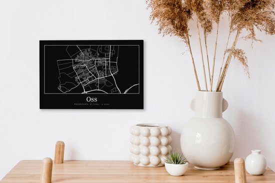 Tableau sur toile Oss - Plan d'étage - Plan de la ville - Carte - 30x20 cm - Décoration murale