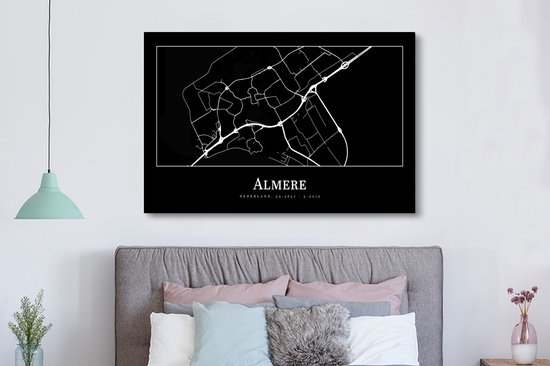 Tableau sur toile Carte de la ville - Almere - Carte - Plan - 180x120 cm - Décoration murale XXL