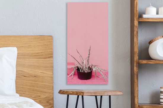 Canvas Schilderij Zomer - Roze - Planten - 20x40 cm - Wanddecoratie - OneMillionCanvasses