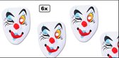 6x Knip ogende Masker Pierrot - festival thema feest halloween uitdeel wanddeco