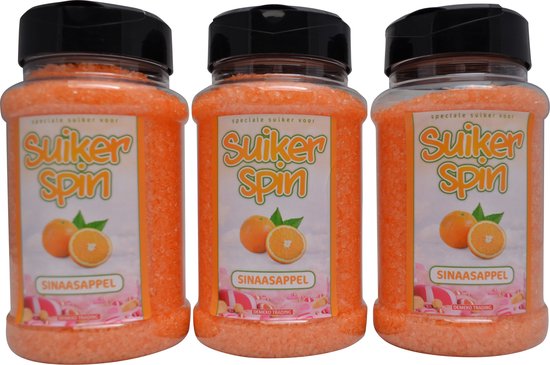 Accessoire voor suikerspinmachine - Suikerspinsuiker sinaasappel - 3 x pot á 400 gram — afbeelding 2