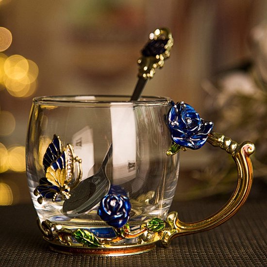 FBITE Exquisite Koffiemokken Set, Spiegel Cup En Schotel Luxe Art