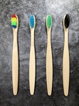 Bamboe tandenborstel set 4 stuks - biologisch afbreekbaar - kleurmix 1