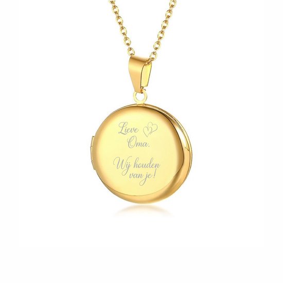 Pendentif Photo Avec Chaîne Et Gravure - Rond - Dear Grandma We Love You
