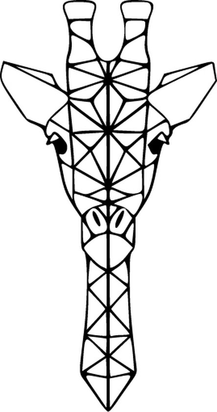 Geometrische Giraffe zwart medium - wanddecoratie - muurdecoratie - dierenkop Giraffe