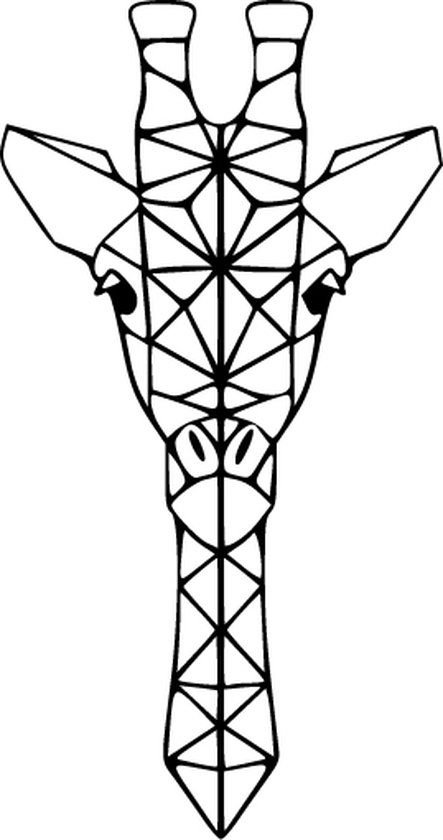 Foto: Geometrische giraffe zwart medium wanddecoratie muurdecoratie dierenkop giraffe