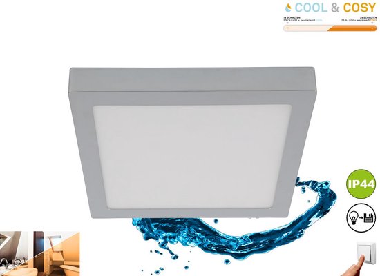 BRILONER - LED plafonnier lampe de salle de bain CCT dimmable memory function IP44 21W chrome
