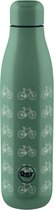 Quy Cup - 500ml Thermosfles “La Bici” Purper 12 uur heet 24 uur koud herbruikbaar RVS fles (304)