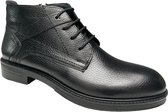 Herenschoenen- Nette schoenen- Mannen laarzen- Veterschoenen 1046- Leather- Zwart- Maat 44