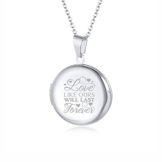 Pendentif Photo Avec Chaîne Et Gravure - Rond - Love Like Ours Will Las Forever