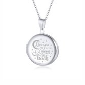Pendentif Photo Avec Chaîne Et Gravure - Rond - Love You To The Moon And Back