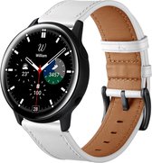 By Qubix lederen bandje 20mm - Wit - Geschikt voor Samsung Galaxy Watch 6 - Galaxy Watch 6 Pro - Galaxy Watch 5 - Galaxy Watch 5 Pro - Galaxy Watch 4 - Galaxy Watch 4 Classic - Active 2 - Watch 3 (41mm)