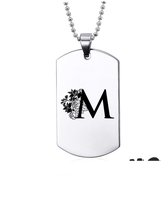 Collier Acier Inoxydable - Lettre Avec Fleur - M