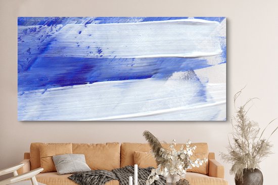 Peinture sur toile - Design - Blauw - 160x80 cm - Décoration murale