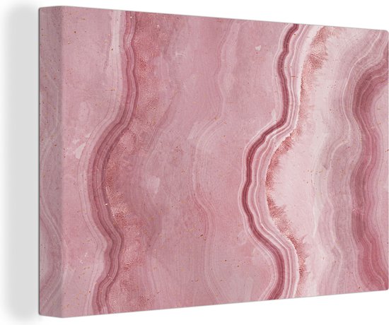 Canvas Schilderij Rosé - Agaat geode - Stenen - Kristal - 30x20 cm - Wanddecoratie