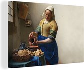 Canvas - Schilderij Het melkmeisje - Kunst - Oude meesters - Vermeer - 90x60 cm - Wanddecoratie - Slaapkamer