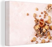 Tableau sur Toile Cookies - Miel - Noix - Cuisine - 120x90 cm - Décoration murale