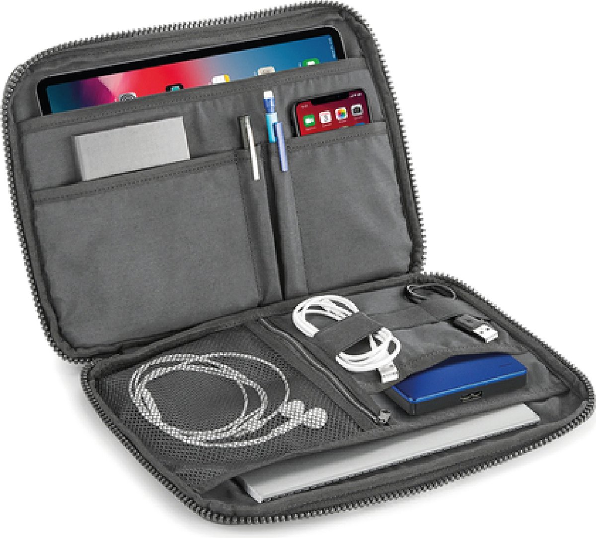 Organiser voor multimedia – tablet hoes - sleeve - voor het opbergen van tablet - gsm - oplaadkabel - oortjes - ideaal geschenk voor tieners - verjaardag tiener - sint cadeau tiener - sinterklaas voor oudere kinderen