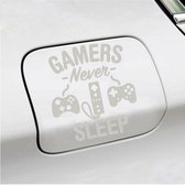 Bumpersticker - Gamers Never Sleep - 12,9 X 11,8 - Zilver