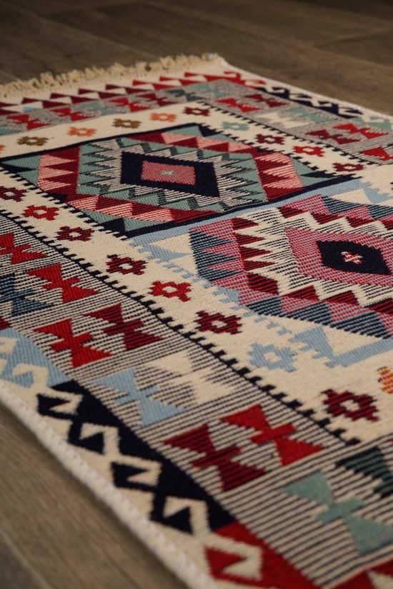 Tapijt Ottoman - Vloerkleed 60x90 - Carpet - Kelim dubbelzijdig