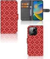 Smartphone Hoesje iPhone 14 Pro Wallet Book Case Batik Red