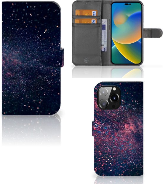 pomp Onmiddellijk Fjord GSM Hoesje iPhone 14 Pro Max Flip Cover Stars | bol.com