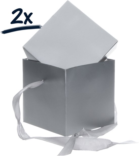 2x boîte d'emballage boîte cadeau boîte cadeau (10x10x10)cm avec ruban | bol