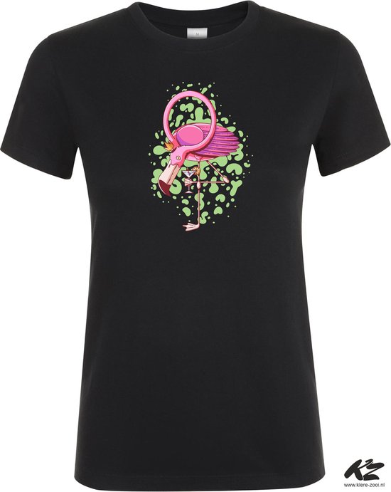 Klere-Zooi - Flamingo met Drankje - Dames T-Shirt