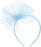 Haarband met licht blauwe tule strik - blauw - haarband - kapsel - babyshower - it's a boy