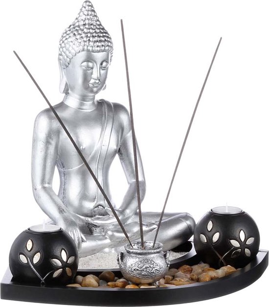 Decoratieve Boeddha met fotofores en plateau wierook - Overig - Multicouleur - SILUMEN