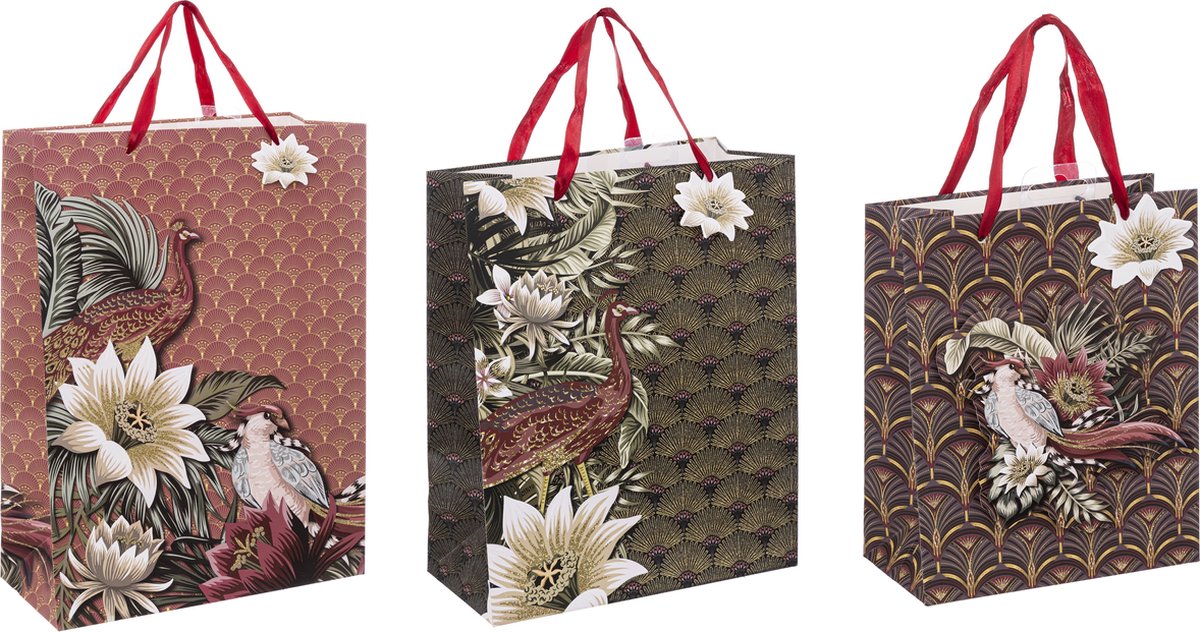 Cadeauzakjes Fantasie 3D kerstmis 3 stuks - Inpakzakje kerstmis - 3 verschillende maten - Geschenktasje