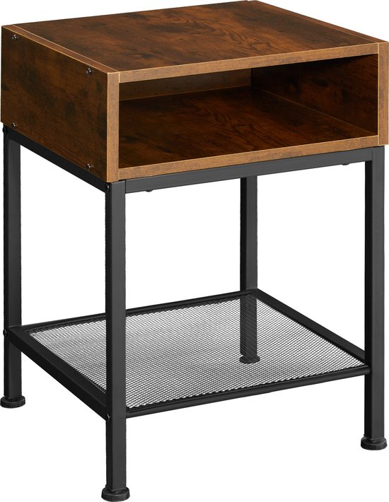 YITAHOME Bijzettafel, nachtkastje met kast, X-vormige woonkamertafel