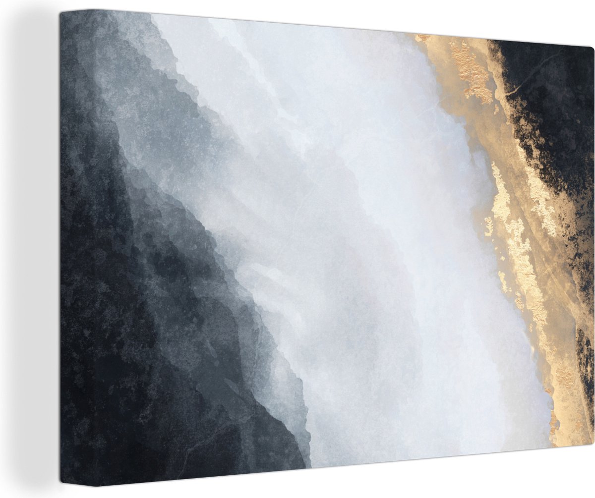 Canvas Schilderij Abstract - Verf - Goud - 60x40 cm - Wanddecoratie